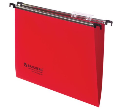 Подвесные папки А4 (350х245 мм), до 80 листов, КОМПЛЕКТ 5 шт., пластик, красные, BRAUBERG (Италия), 231800