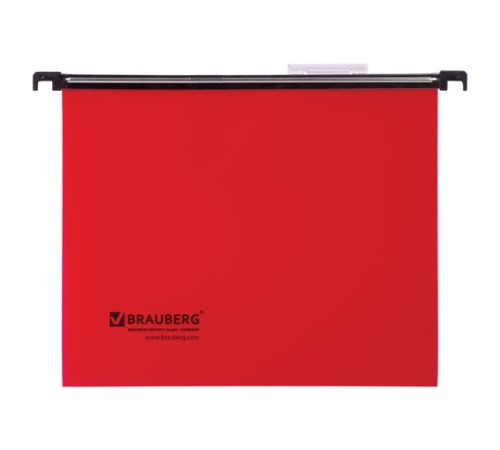Подвесные папки А4 (350х245 мм), до 80 листов, КОМПЛЕКТ 5 шт., пластик, красные, BRAUBERG (Италия), 231800