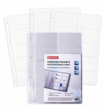 Папки-файлы на 20 визиток BRAUBERG, КОМПЛЕКТ 10 шт., А4 (210х297 мм), перфорированные, ПВХ 120 мкм, 231831