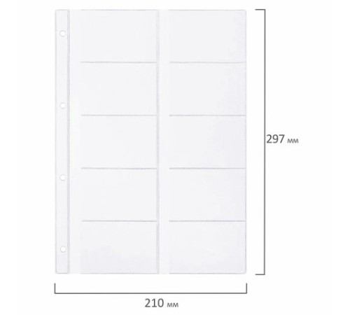 Папки-файлы на 20 визиток BRAUBERG, КОМПЛЕКТ 10 шт., А4 (210х297 мм), перфорированные, ПВХ 120 мкм, 231831