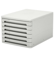 Блок из 6 закрытых лотков для бумаги, настольный, ERICH KRAUSE, А4+, 210х270х365 мм, серый, 63