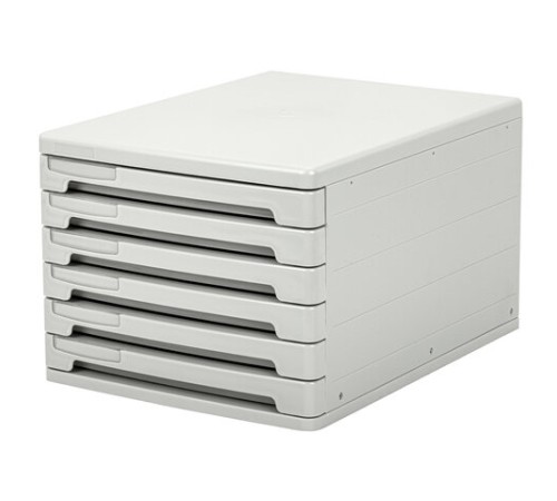 Блок из 6 закрытых лотков для бумаги, настольный, ERICH KRAUSE, А4+, 210х270х365 мм, серый, 63