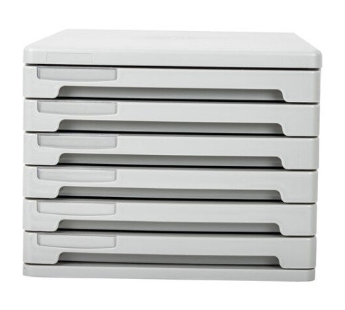 Блок из 6 закрытых лотков для бумаги, настольный, ERICH KRAUSE, А4+, 210х270х365 мм, серый, 63