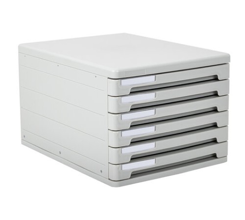 Блок из 6 закрытых лотков для бумаги, настольный, ERICH KRAUSE, А4+, 210х270х365 мм, серый, 63