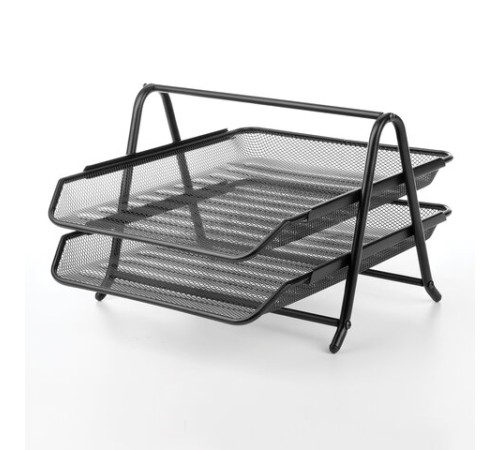 Лоток горизонтальный металлический для бумаг, 2 секции, BRAUBERG 