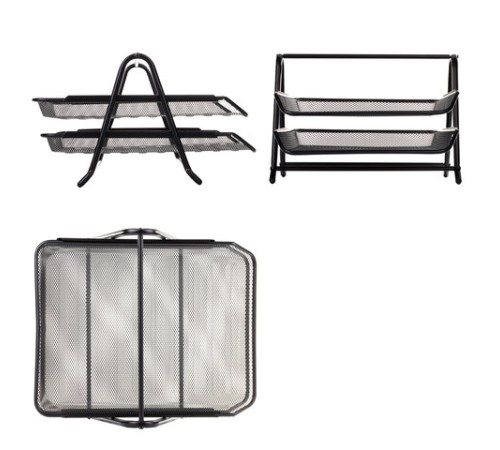 Лоток горизонтальный металлический для бумаг, 2 секции, BRAUBERG 