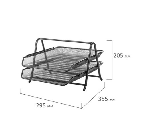 Лоток горизонтальный металлический для бумаг, 2 секции, BRAUBERG 