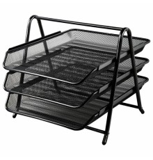 Лоток горизонтальный металлический для бумаг, 3 секции, BRAUBERG 