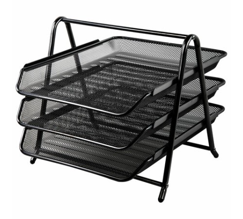 Лоток горизонтальный металлический для бумаг, 3 секции, BRAUBERG 