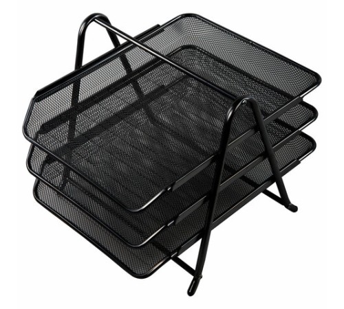 Лоток горизонтальный металлический для бумаг, 3 секции, BRAUBERG 