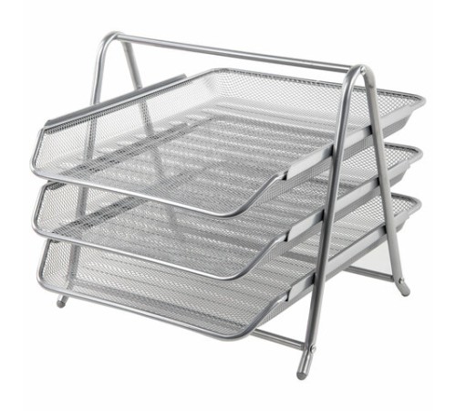 Лоток горизонтальный металлический для бумаг, 3 секции, BRAUBERG 