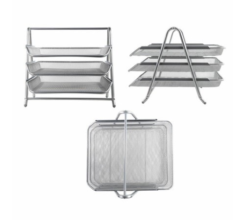 Лоток горизонтальный металлический для бумаг, 3 секции, BRAUBERG 