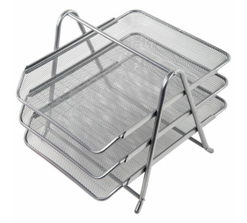 Лоток горизонтальный металлический для бумаг, 3 секции, BRAUBERG 