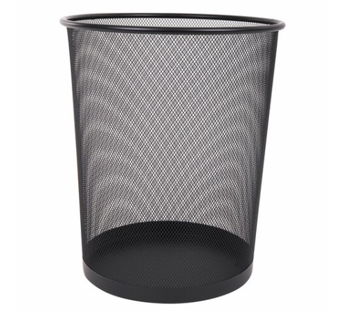Корзина для бумаг БОЛЬШАЯ, 20 л, металлическая, черная, BRAUBERG 