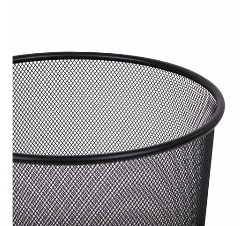 Корзина для бумаг БОЛЬШАЯ, 20 л, металлическая, черная, BRAUBERG 