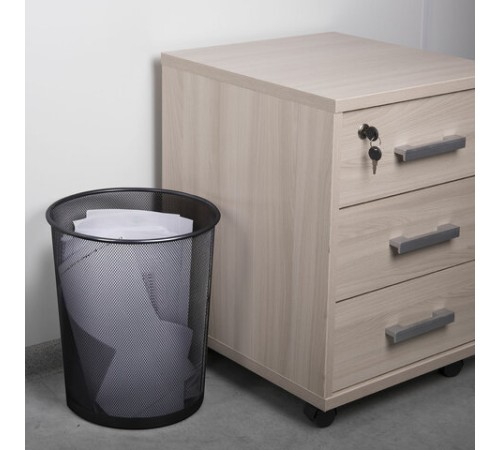 Корзина для бумаг БОЛЬШАЯ, 20 л, металлическая, черная, BRAUBERG 