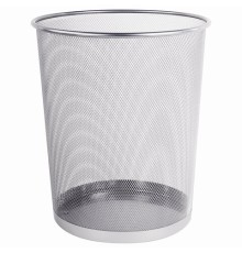 Корзина для бумаг, БОЛЬШАЯ, 20 л, металлическая, серебристая, BRAUBERG 
