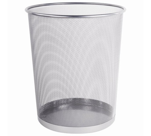 Корзина для бумаг, БОЛЬШАЯ, 20 л, металлическая, серебристая, BRAUBERG 