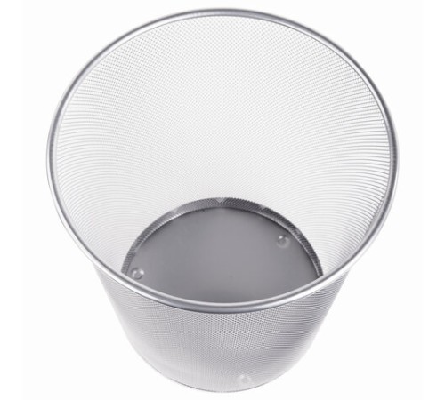 Корзина для бумаг, БОЛЬШАЯ, 20 л, металлическая, серебристая, BRAUBERG 