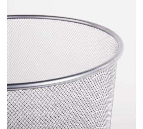 Корзина для бумаг, БОЛЬШАЯ, 20 л, металлическая, серебристая, BRAUBERG 