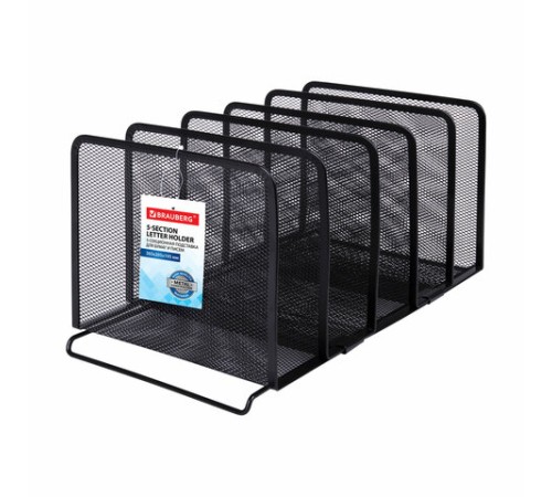 Подставка для сортировки писем и бумаг 5-ти секционная BRAUBERG 