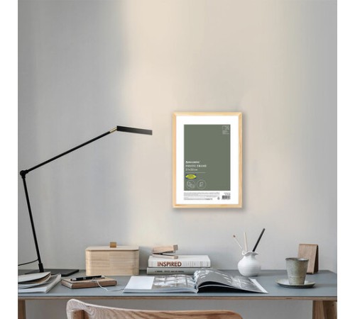 Рамка 21х30 см небьющаяся, аналог IKEA, багет 12 мм дерево, BRAUBERG "Woodray", цвет натуральный, 391360