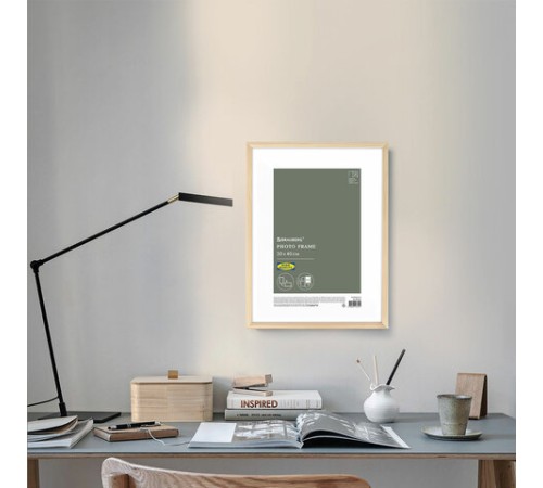 Рамка 30х40 см небьющаяся, аналог IKEA, багет 12 мм, дерево, BRAUBERG "Woodray", цвет натуральный, 391361