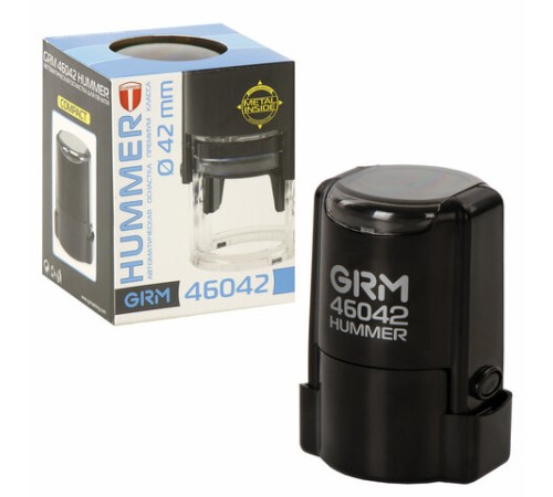 Оснастка для печатей, оттиск D=42 мм, синий, GRM 46042 Hummer, корпус черный, крышка, подушка, 121500200