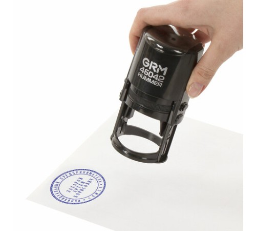 Оснастка для печатей, оттиск D=42 мм, синий, GRM 46042 Hummer, корпус черный, крышка, подушка, 121500200