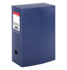 Короб архивный (330х245 мм), 100 мм, пластик, разборный, до 900 листов, синий, 0,9 мм, BRAUBERG 