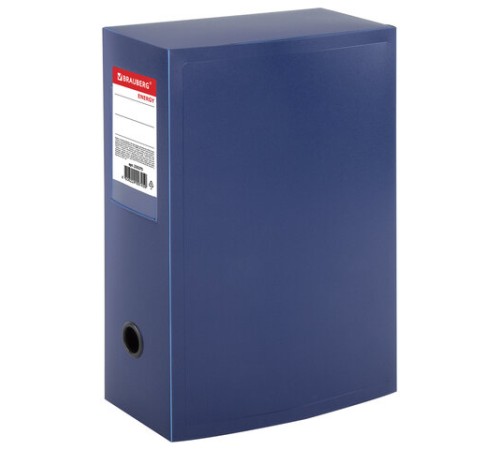 Короб архивный (330х245 мм), 100 мм, пластик, разборный, до 900 листов, синий, 0,9 мм, BRAUBERG 