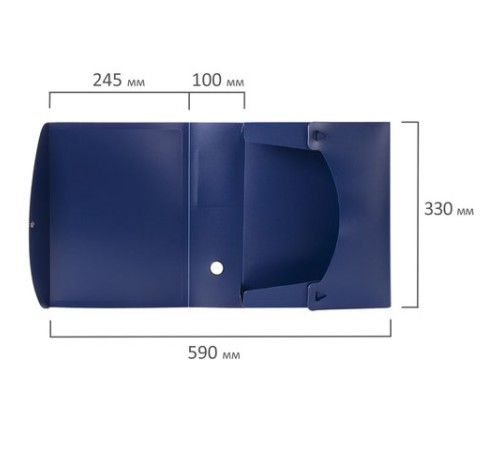 Короб архивный (330х245 мм), 100 мм, пластик, разборный, до 900 листов, синий, 0,9 мм, BRAUBERG 