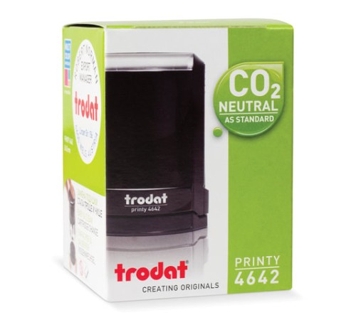 Оснастка для печатей оттиск D=42 мм синий, TRODAT 4642 PRINTY 4.0, корпус черный, крышка, подушка