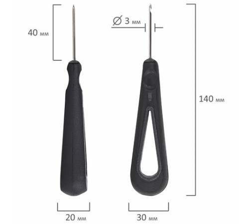 Шило канцелярское для сшивания документов, С КРЮЧКОМ, диаметр 2 мм, европодвес, STAFF, 235435