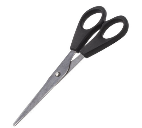 Ножницы STAFF Basic 140 мм, чёрные, ПВХ чехол с европодвесом, 235458