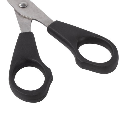 Ножницы STAFF Basic 140 мм, чёрные, ПВХ чехол с европодвесом, 235458