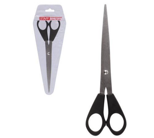 Ножницы STAFF Basic 165 мм, чёрные, ПВХ чехол с европодвесом, 235459