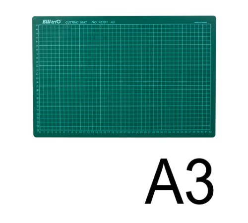 Коврик (мат) для резки 3-слойный, А3 (450х300 мм), настольный, зеленый, 3 мм, KW-trio, 9Z201, -9Z201