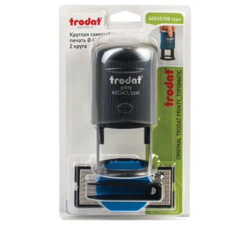 Печать самонаборная 2 круга, оттиск D=45 синий, TRODAT 46045/4645 R2, крышка, КАССА В КОМПЛЕКТЕ