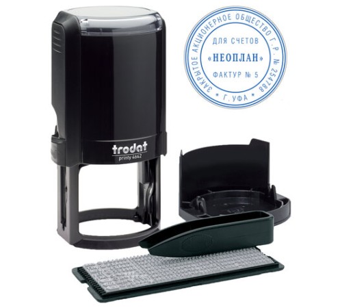 Печать самонаборная 1 круг, оттиск D=42 синий, TRODAT 4642 R1, крышка, КАССА В КОМПЛЕКТЕ, европодвес, 66621
