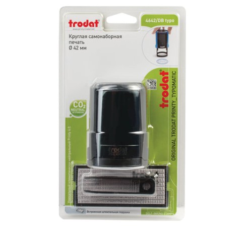 Печать самонаборная 1 круг, оттиск D=42 синий, TRODAT 4642 R1, крышка, КАССА В КОМПЛЕКТЕ, европодвес, 66621