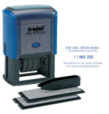 Датер самонаборный, 4 строки+дата, оттиск 50х30 мм, синий, TRODAT 4729, кассы в комплекте, 53334