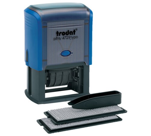 Датер самонаборный, 4 строки+дата, оттиск 50х30 мм, синий, TRODAT 4729, кассы в комплекте, 53334