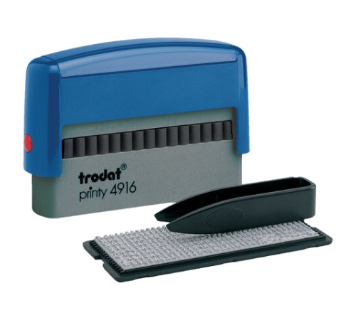 Штамп самонаборный 2-строчный, оттиск 70х10 мм, синий без рамки, TRODAT 4916DB, КАССЫ В КОМПЛЕКТЕ, 32912