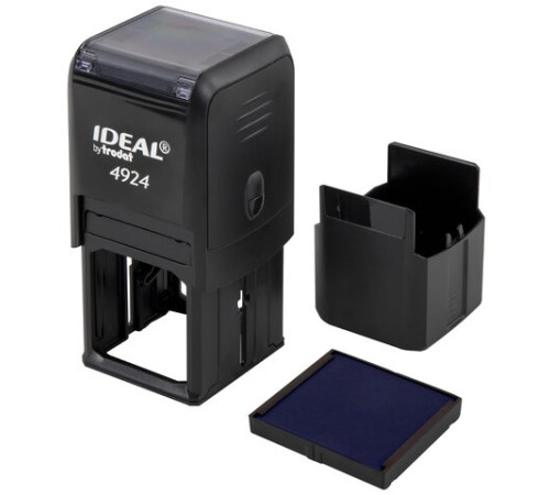 Оснастка для печатей, оттиск D=40 мм и штампов 40х40 мм, синий, TRODAT IDEAL 4924, корпус черный, крышка, подушка, 52899