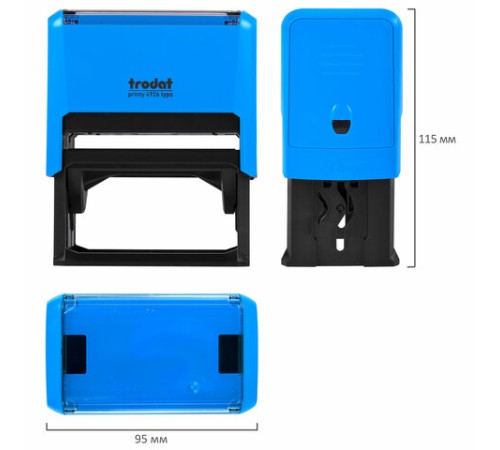 Штамп самонаборный 8-строчный, оттиск 75х38 мм, синий без рамки, TRODAT 4926/DB, КАССЫ В КОМПЛЕКТЕ, 53604