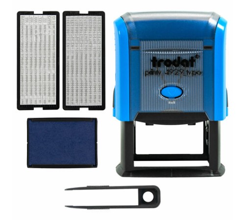 Штамп самонаборный 6-строчный, оттиск 50х30 мм, синий без рамки, TRODAT 4929/DB, КАССЫ В КОМПЛЕКТЕ, 53408