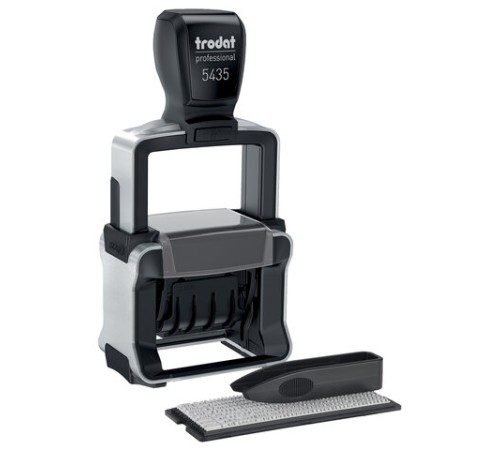 Датер самонаборный металлический, 2 строки+дата, оттиск 41х24 мм, сине-красный, TRODAT 5435, касса в комплекте, 53460