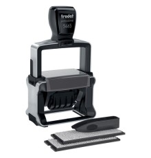 Датер самонаборный металлический, 4 строки+дата, оттиск 56х33 мм, сине-красный, TRODAT 5465BANK, кассы в комплекте, 62166