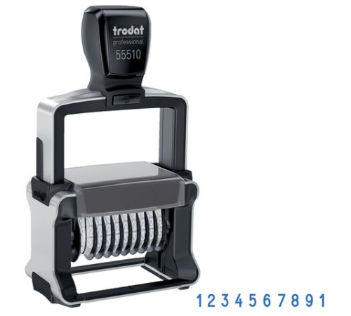 Нумератор металлический 10-разрядный, оттиск 47х5 мм, синий, TRODAT 55510, 75878